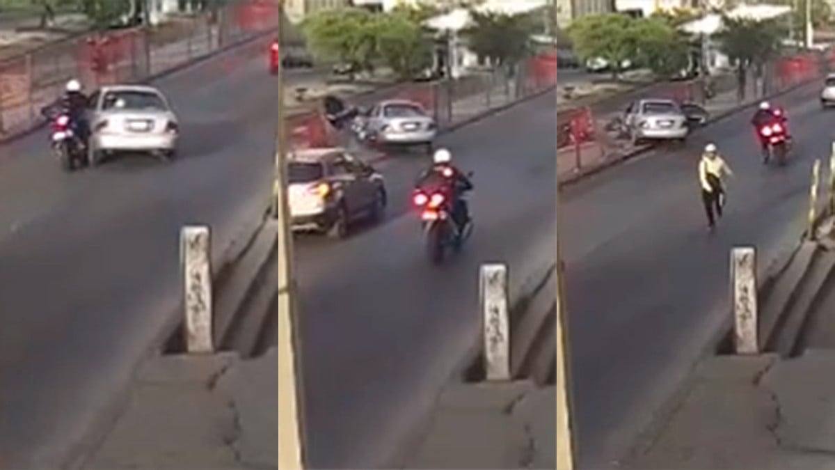 VIDEO Captan cómo auto atropella a motopatrullero en San Juan Bosco, detienen a tres