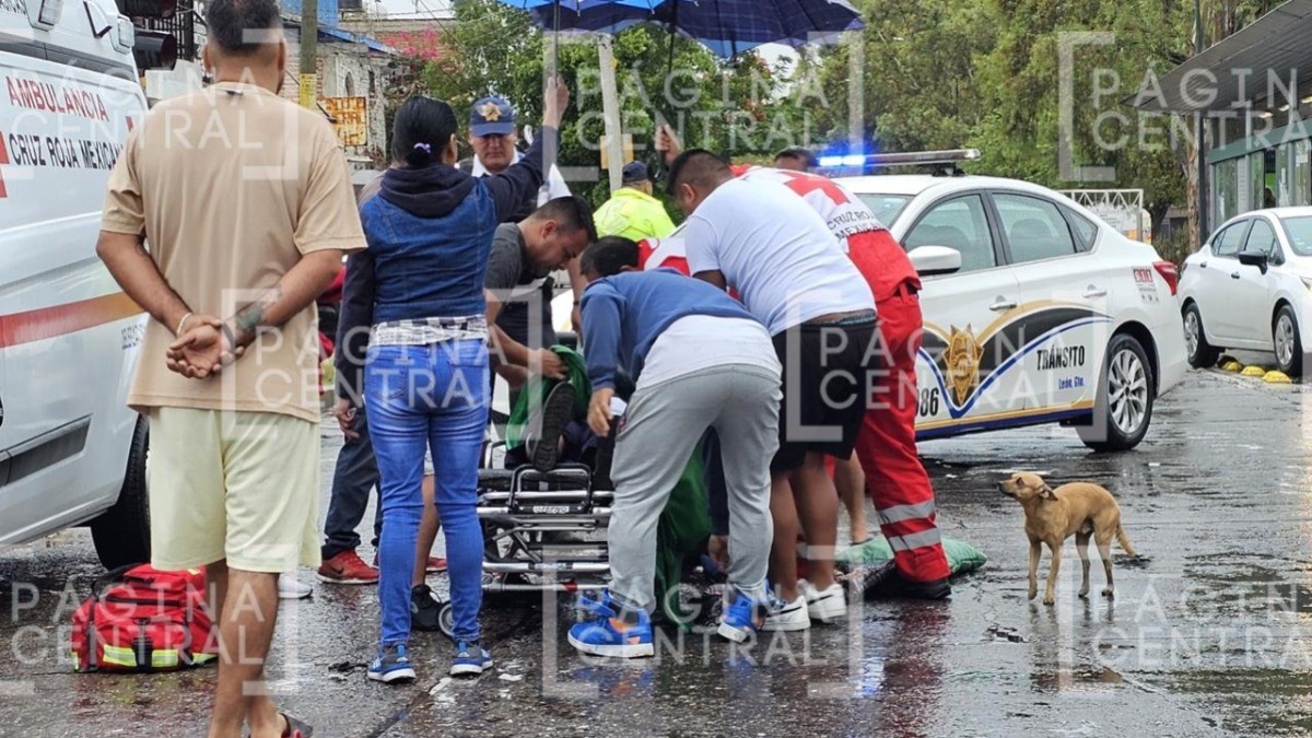 Mujer motociclista se lesiona en choque en León l; su perrito nunca la dejó sola