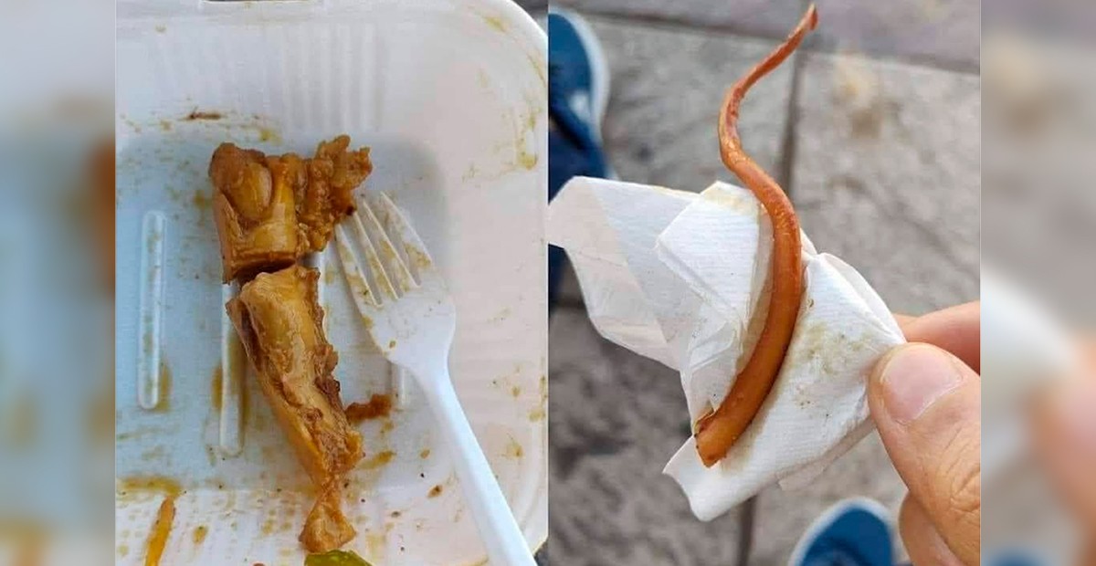 Joven encuentra una cola de rata en su comida china