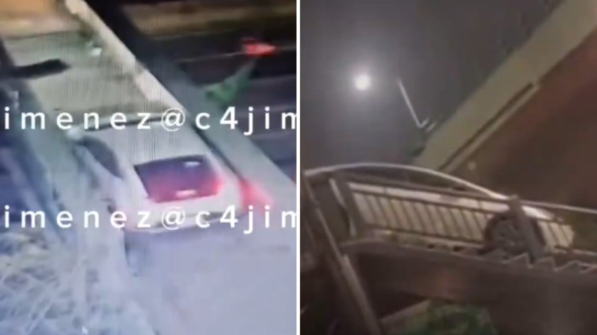 VIDEO Así fue como se subió un carro ¡a un puente peatonal!