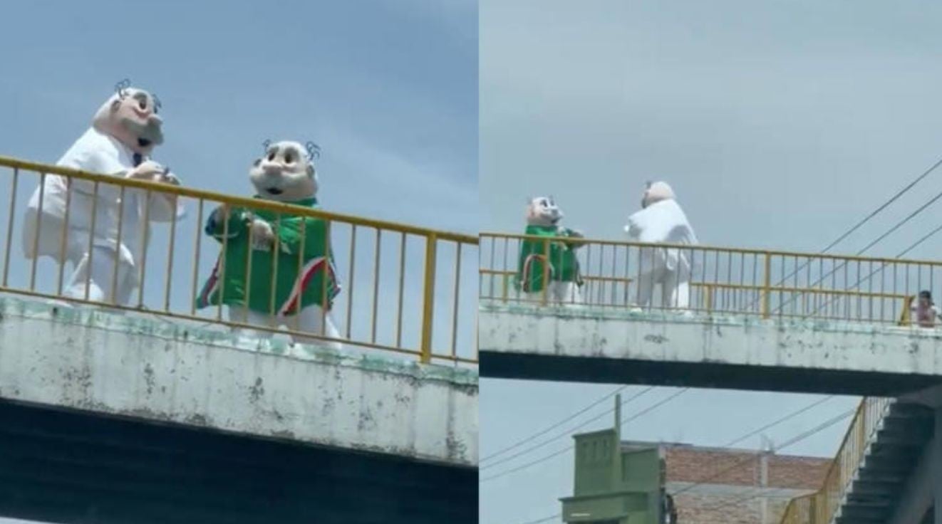 VIDEO ¡Es cine! Botargas del Dr. Simi pelean en un puente peatonal y así terminó