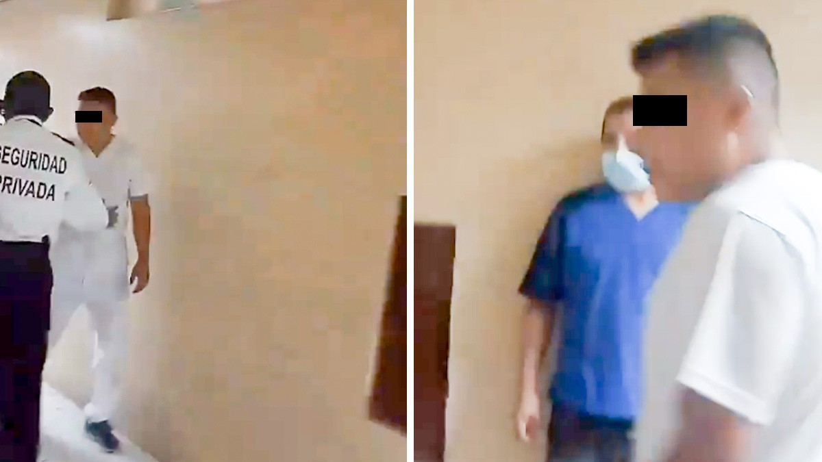 VIDEO Guardia descubre a enfermero del IMSS borracho y este lo ataca a golpes