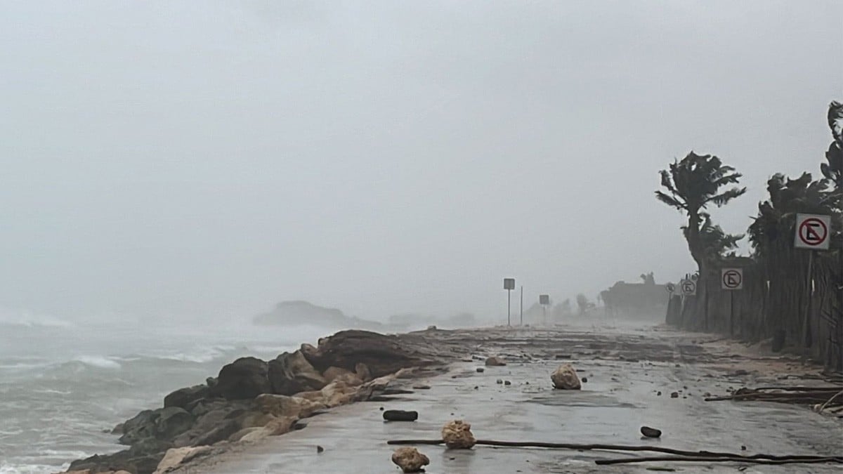 VIDEO Captan el poderoso 'rugido' del huracán Beryl al momento de impactar en Tulum