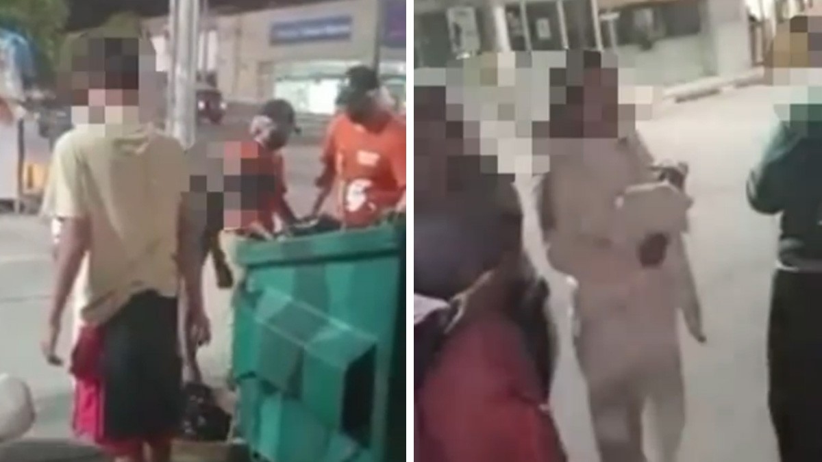 VIDEO Los captan esperando en basurero de Little Caesars de León para comer pizza sobrante