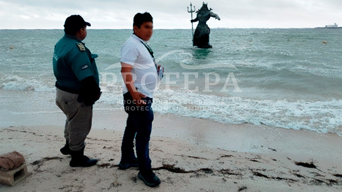 Profepa hizo lo que no pudo el huracán Beryl, clausura estatua de Poseidón en Yucatán