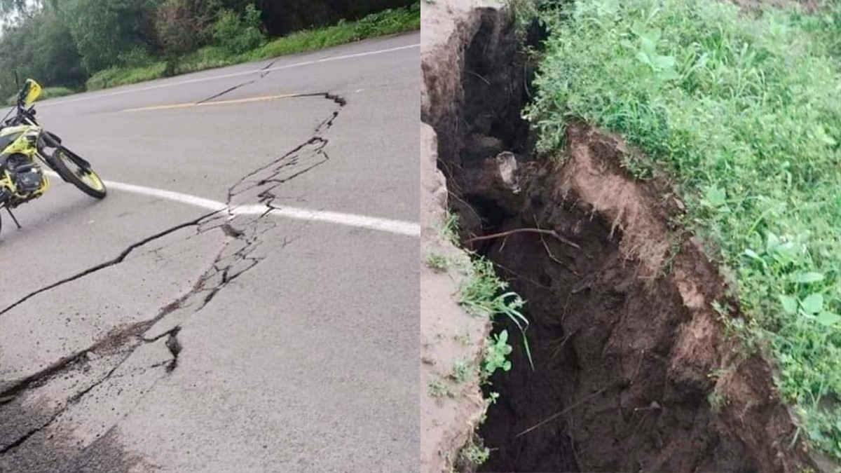 VIDEO ¡Se abrió la tierra en esta carretera de Guanajuato! Toma precauciones