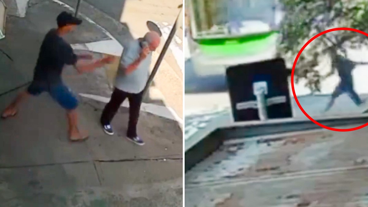 VIDEO Joven roba el teléfono a un adulto mayor, pero un camión lo atropella y lo mata