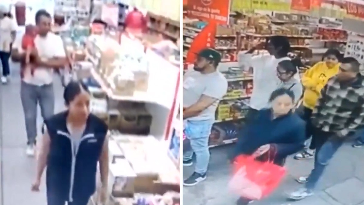 VIDEO Con todo y bebé en brazos, pareja roba productos de una tienda de conveniencia
