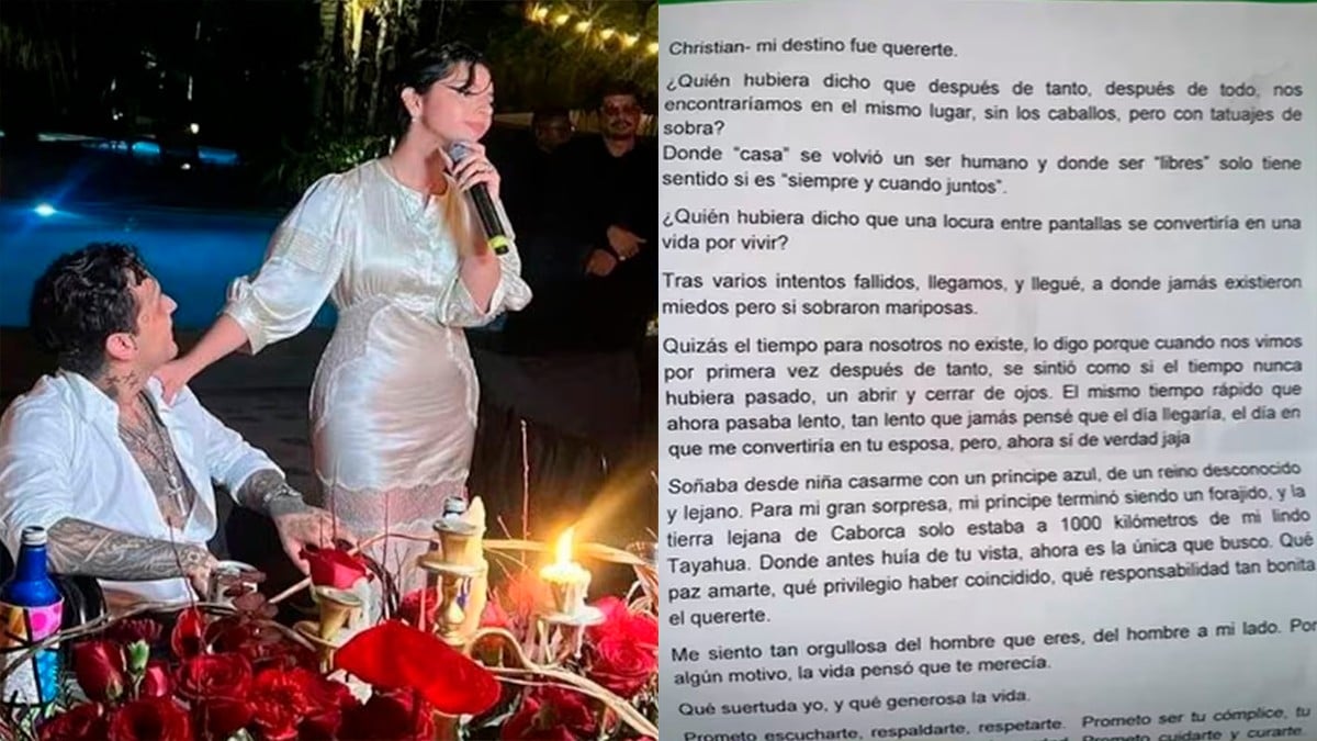“Me siento orgullosa del hombre que eres”, filtran discurso de Ángela a Nodal en su boda