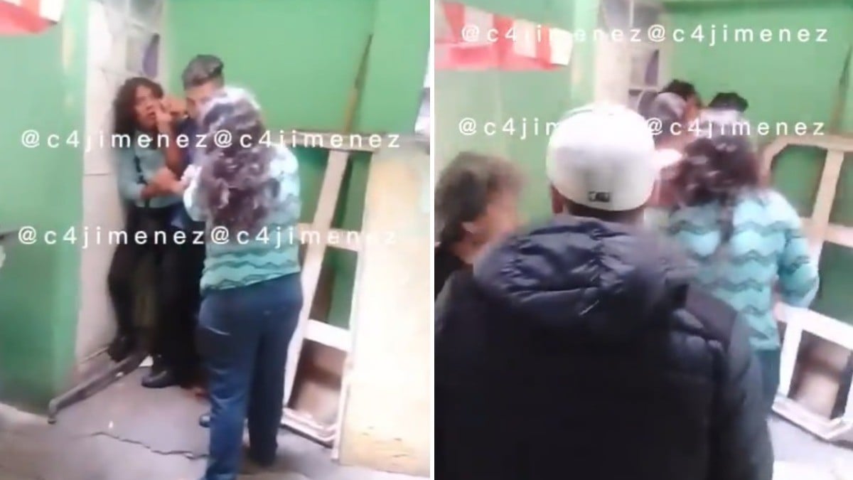 VIDEO Captan a hombre adicto al golpear a su pareja y aventar a su suegra