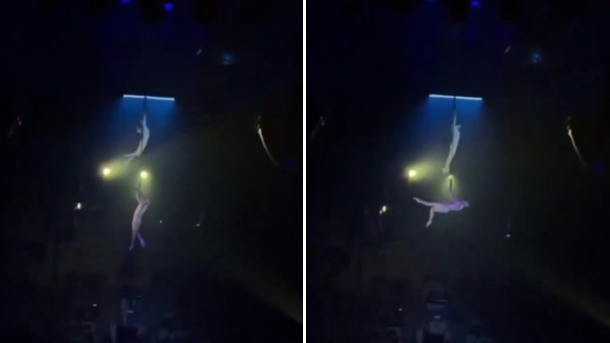 VIDEO Captan cuando un trapecista cae sobre su compañera y después al piso en pleno show