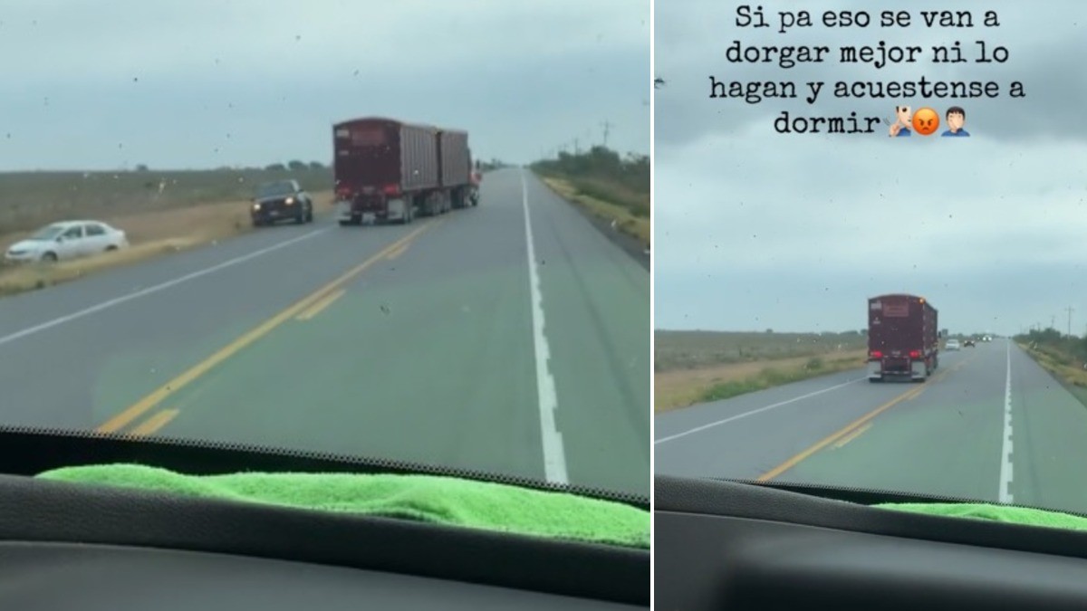 VIDEO Graban a tráiler cuando se va directo contra 2 vehículos y los saca de la carretera