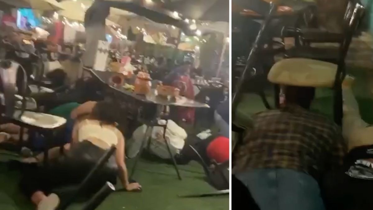 Filtran otro VIDEO de cuando arrojan explosivo en restaurante y clientes se lanzan al piso