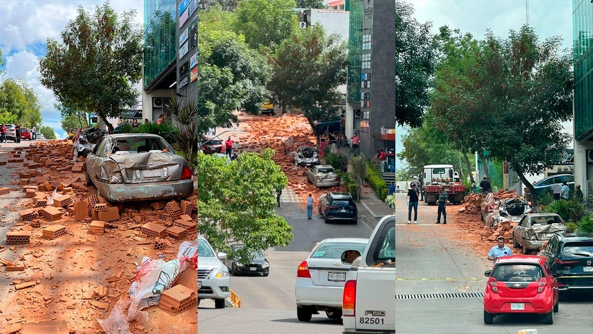 VIDEO Así chocó un camión cargado de ladrillos contra tres autos estacionados