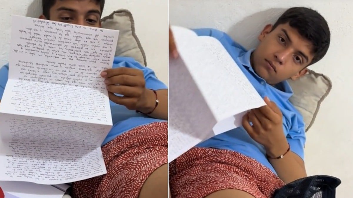 VIDEO Su novia le entrega extensa carta de amor y captan su reacción al tener que leerla