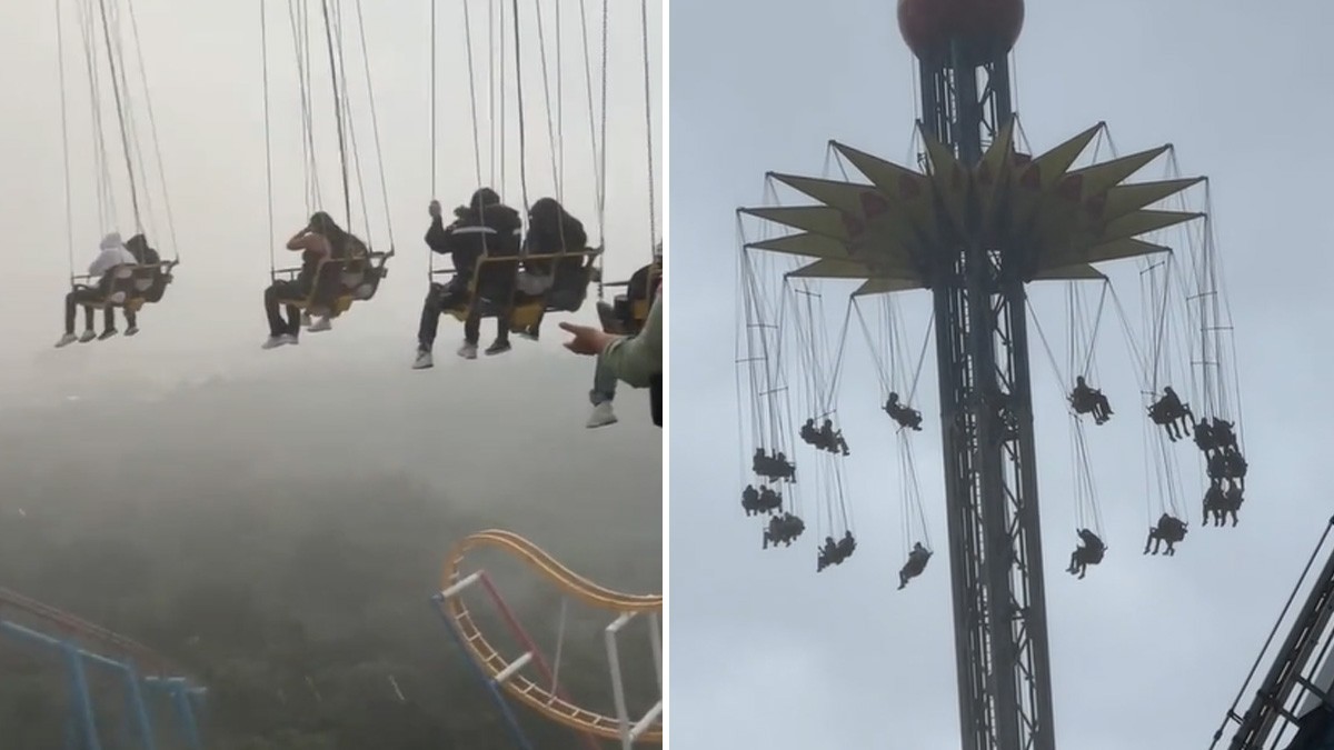 VIDEO Personas quedan varadas a 74 metros de altura en juego mecánico de Six Flags
