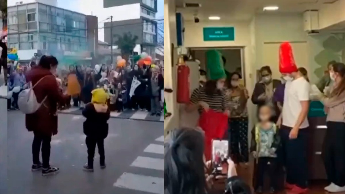 VIDEO Niño de 5 años supera el cáncer y le organizan una gran fiesta afuera del hospital