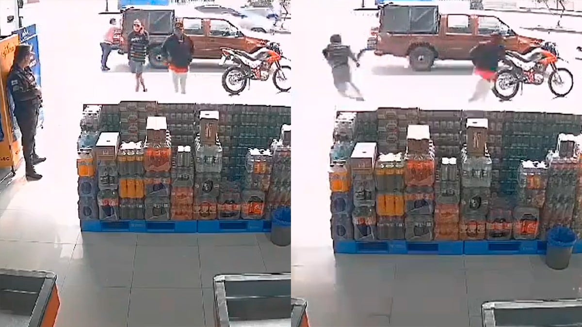 VIDEO Intentan asaltar en un súper y guardia de seguridad no duda en dispararles