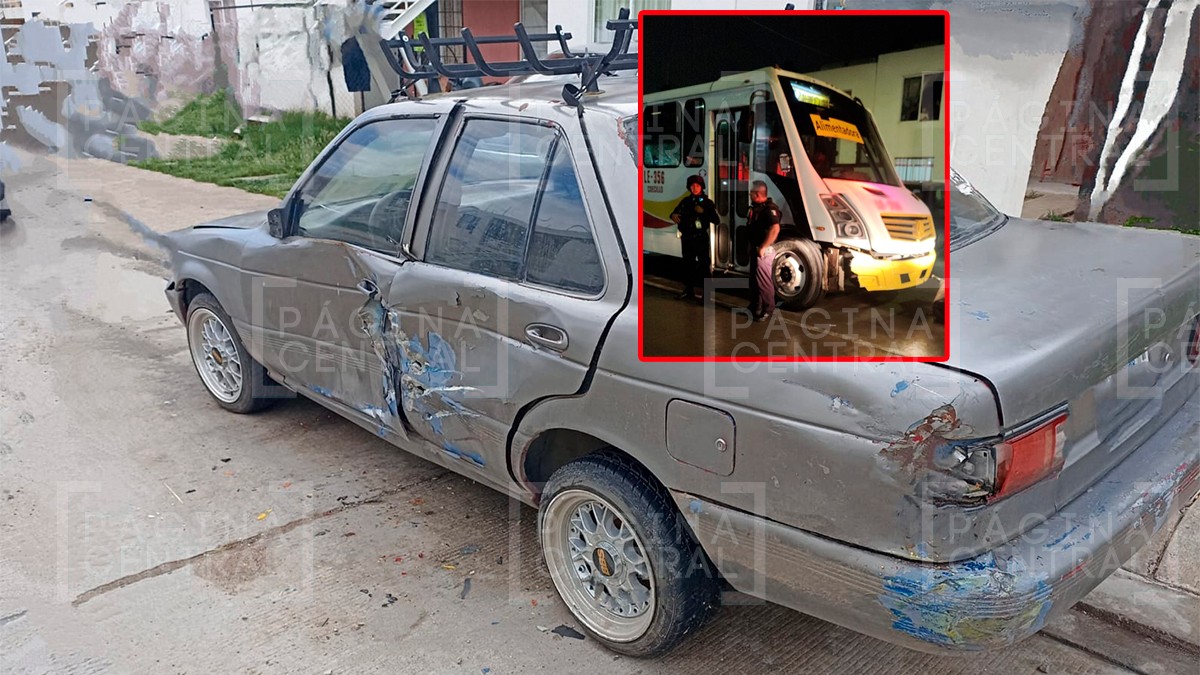 Chofer ebrio de urbano se pelea con su expareja, choca carro y casi atropella a dos niñas