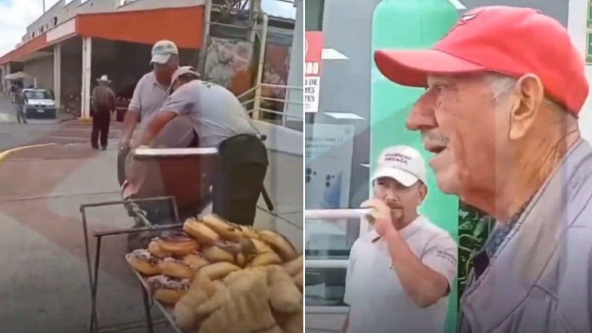 Guardias de seguridad tiran donas que vendía abuelito afuera de centro comercial