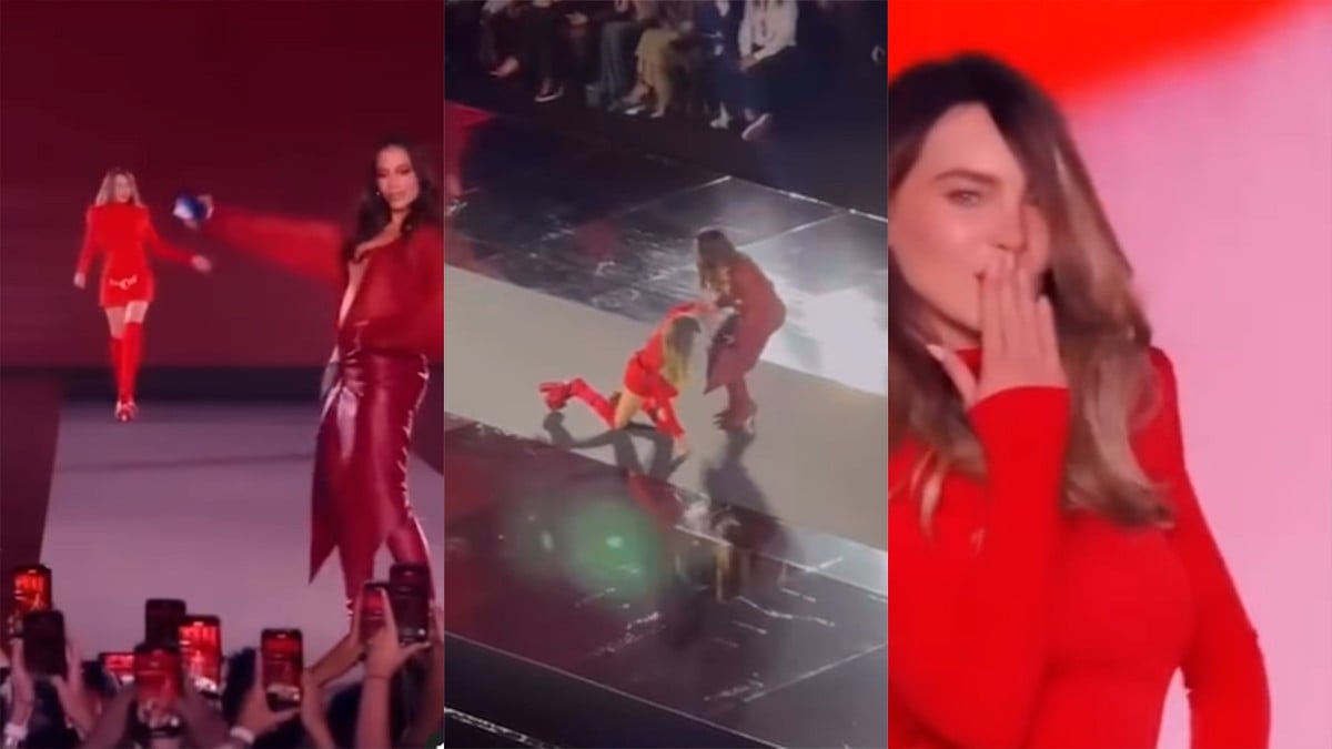 VIDEO Belinda sufre aparatosa caída en la Semana de la Moda de París