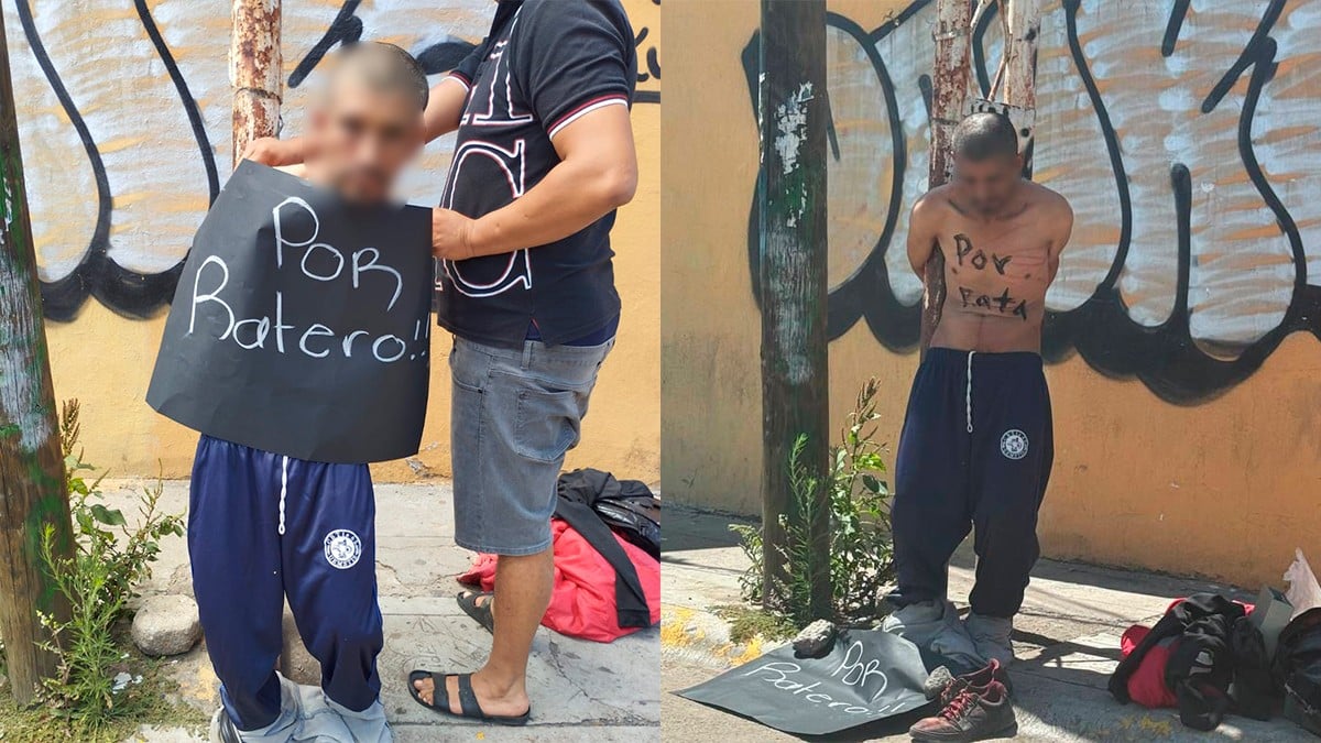 Vecinos detienen a presunto ladrón y lo amarran a un poste