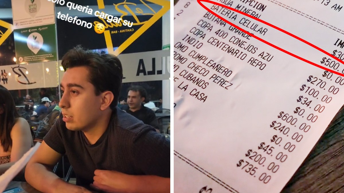 VIDEO ¡No le pierden! Joven carga su celular en un restaurante y le cobran 500 pesos