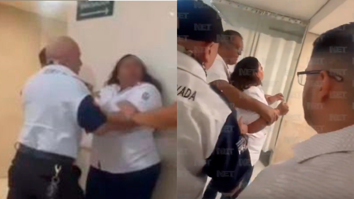 VIDEO Captan a enfermera del IMSS peleando con sus compañeros, les lanzó jeringas usadas