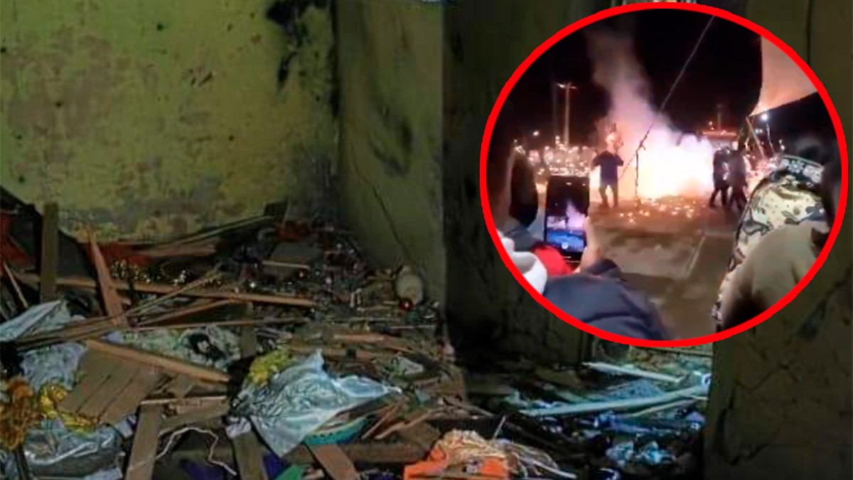VIDEO Pirotecnia provoca que tanque de gas explote en fiesta patronal, hay 9 lesionados