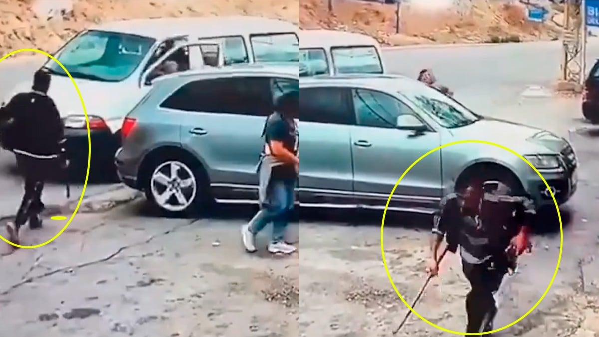 VIDEO Un hombre intenta golpear a una mujer, pero salió corriendo cuando ella hizo esto