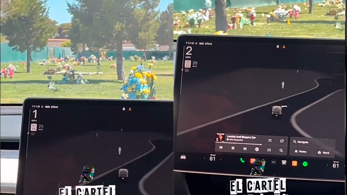 VIDEO Un Tesla que pasaba por un panteón detecta inquietantes presencias