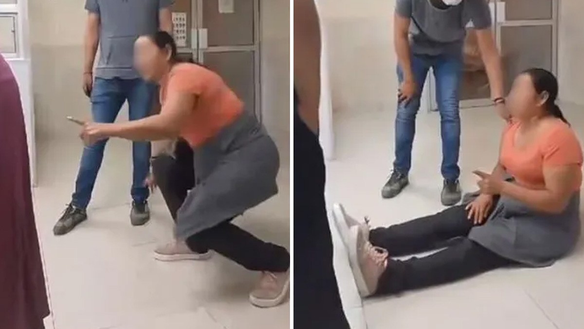 VIDEO Abuelita desesperada porque no atendían a su nieto en el hospital se tira al piso
