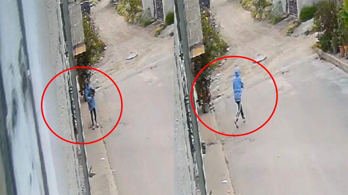 VIDEO Captan a mujer abandonando a un recién nacido afuera de una casa