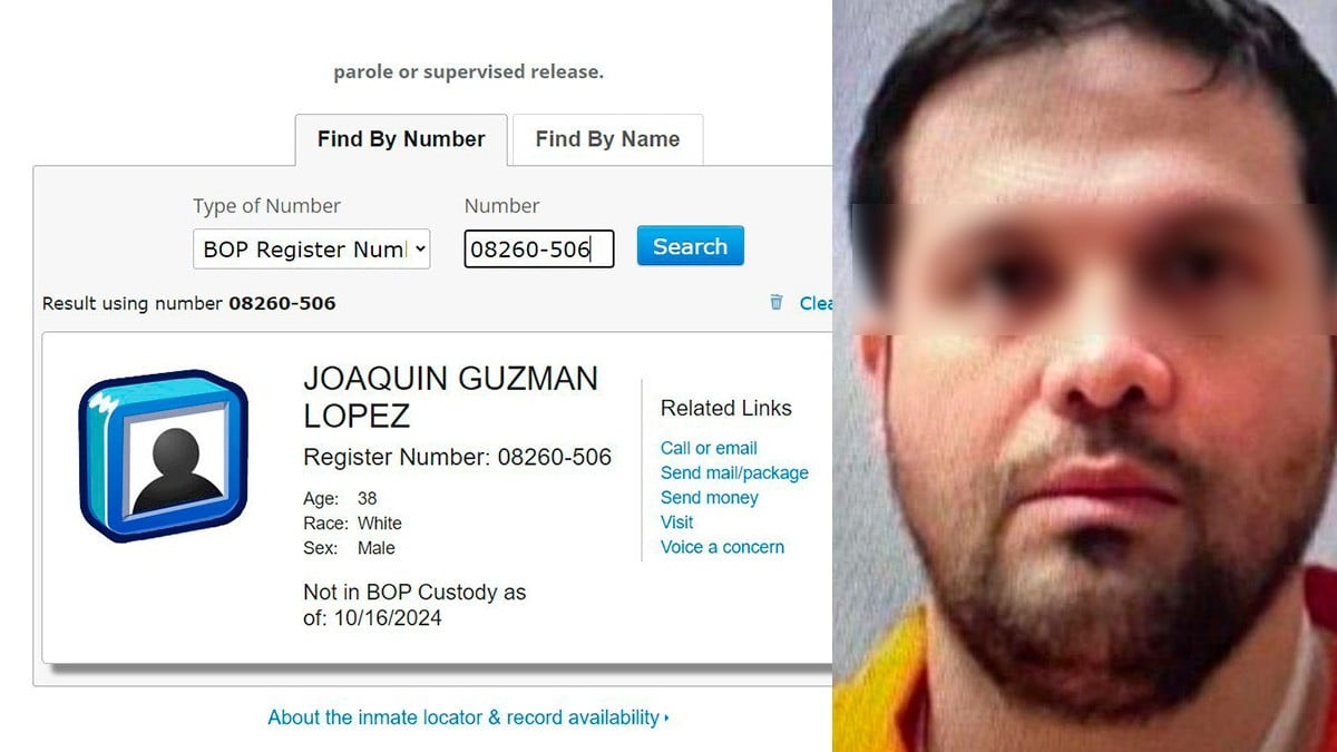 Joaquín Guzmán López no aparece bajo custodia en EU