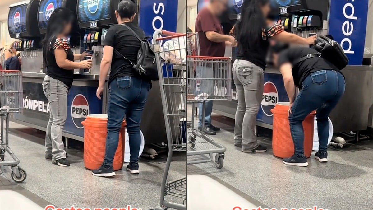 VIDEO Cuando el vaso no es suficiente: mujeres llenan enorme termo con refresco en Costco