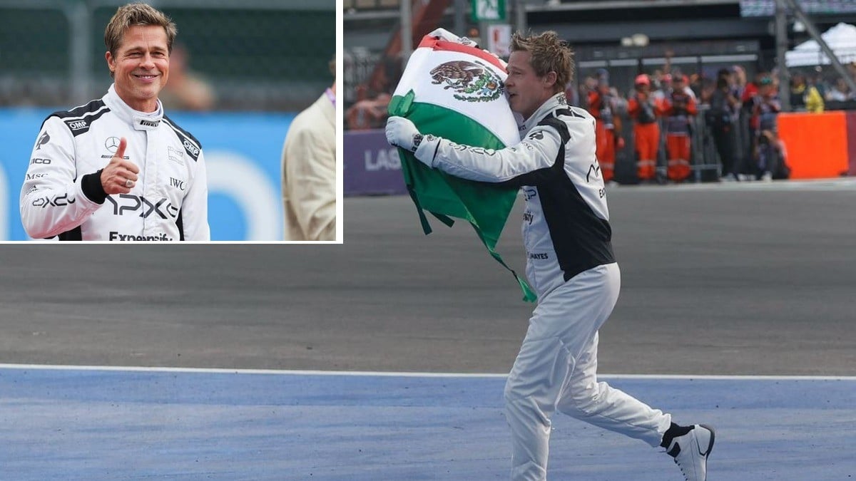 VIDEO Brad Pitt ‘roba cámaras’ desde el Gran Premio de México