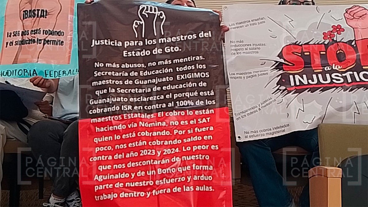 Protestas de maestros por descuentos en nómina llegan hasta el Congreso de Guanajuato
