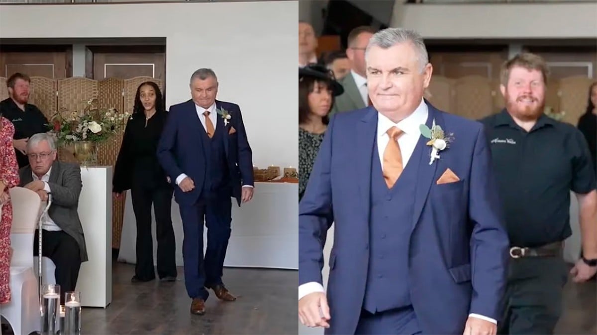 VIDEO Papá de la novia olvida a su hija cuando la iba a entregar al altar