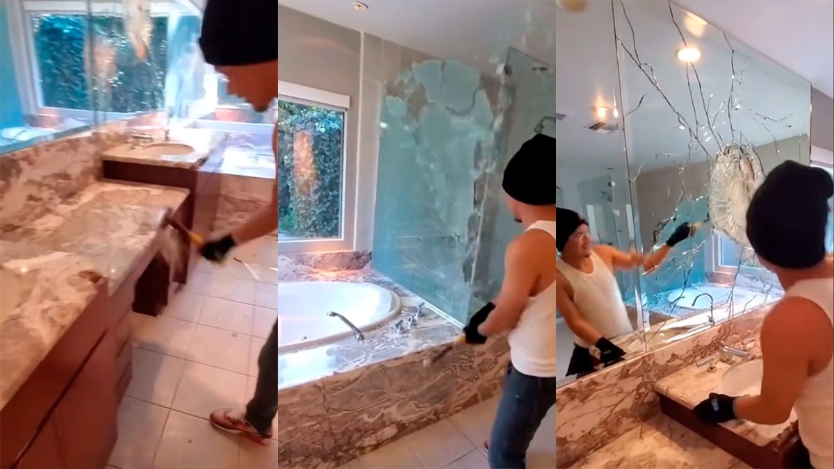 VIDEO Albañiles destruyen el baño que construyeron porque no les quisieron pagar