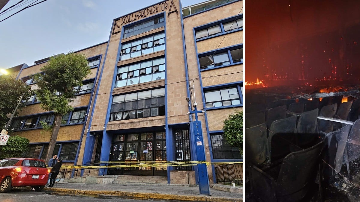 Arde auditorio de la Prepa Oficial del Centro, sorprende a alumnos que llegaban a clases