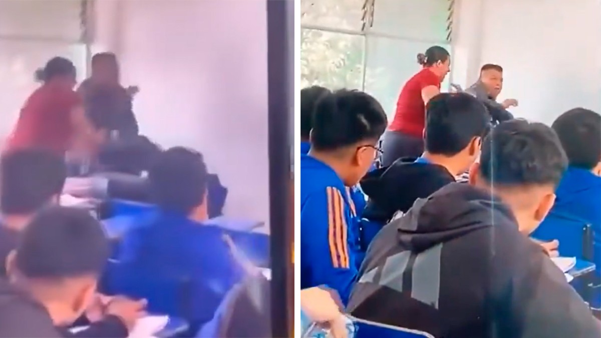 VIDEO Mamá golpea a maestra de preparatoria en plena clase y frente a los estudiantes