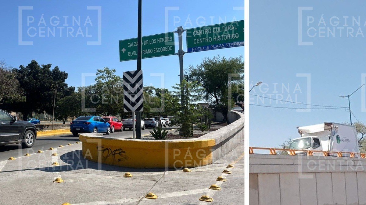 ¡Tumba arco de acero del Malecón! Choque de camioneta desquicia el tráfico