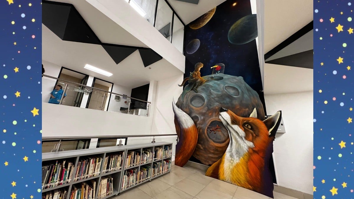 Mural interactivo de 'El Principito' embellece la biblioteca municipal Ignacio García Téllez