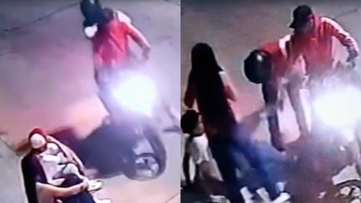 VIDEO Motorratones asaltan a pareja de jóvenes en la calle y les quitan hasta los tenis