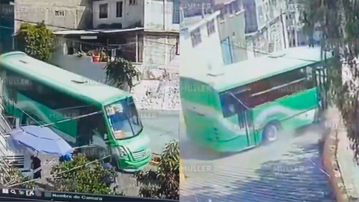 VIDEO Camión pierde los frenos y vuelca en bajada, reportan al menos 20 pasajeros heridos