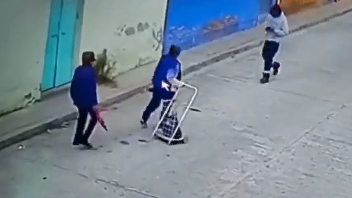 VIDEO Adultas mayores caminaban por la calle cuando ladrón roba a una y la tira al suelo