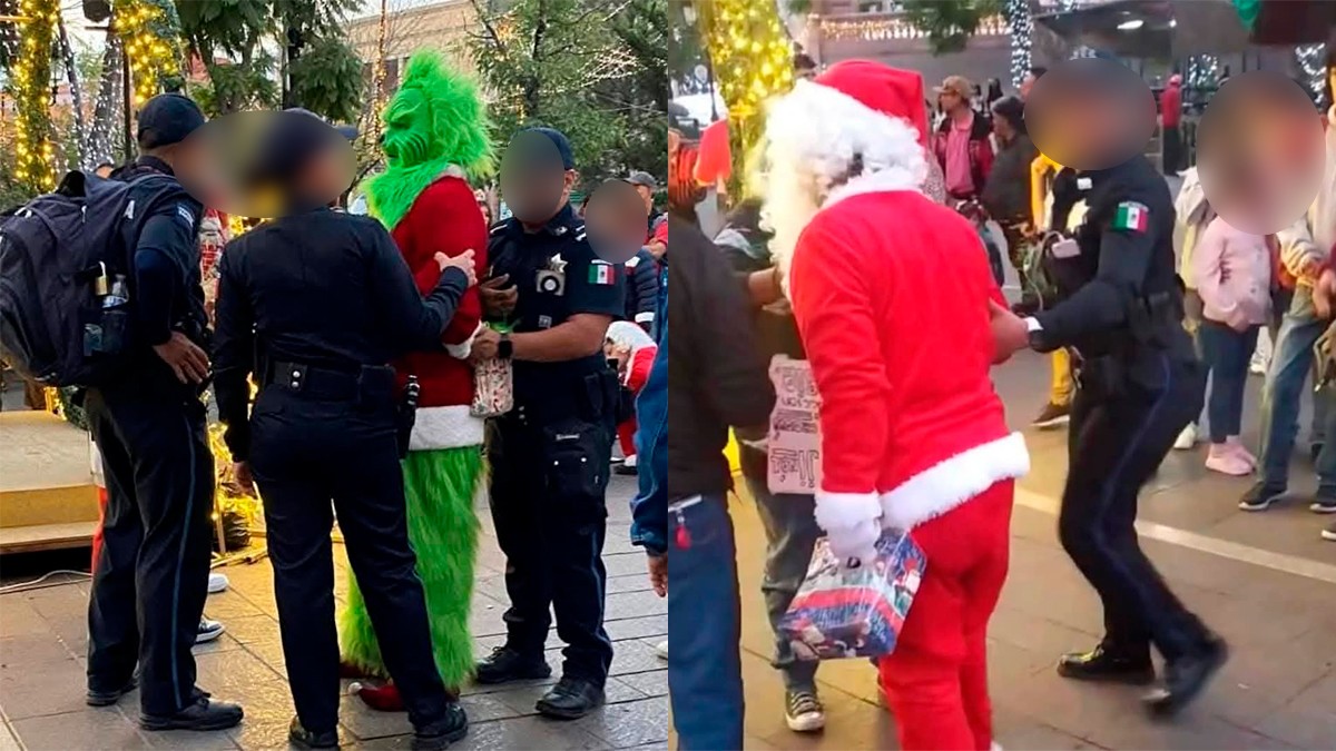 VIDEO Detienen a El Grinch y Santa Claus tras protagonizar pelea callejera