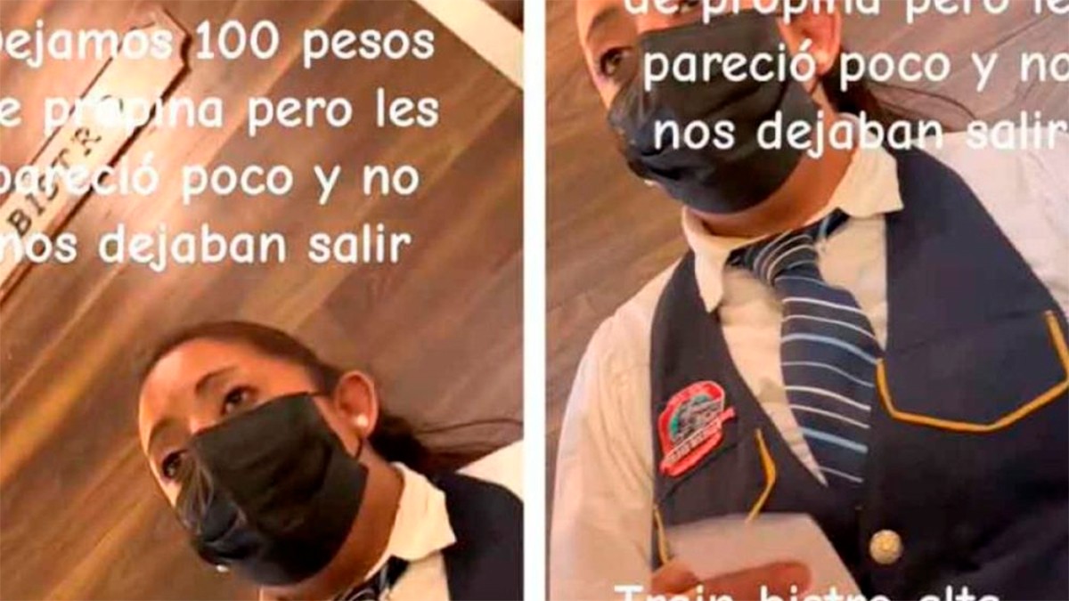 VIDEO Comensales dejan 100 pesos de propina; mesera se molesta y no los deja salir
