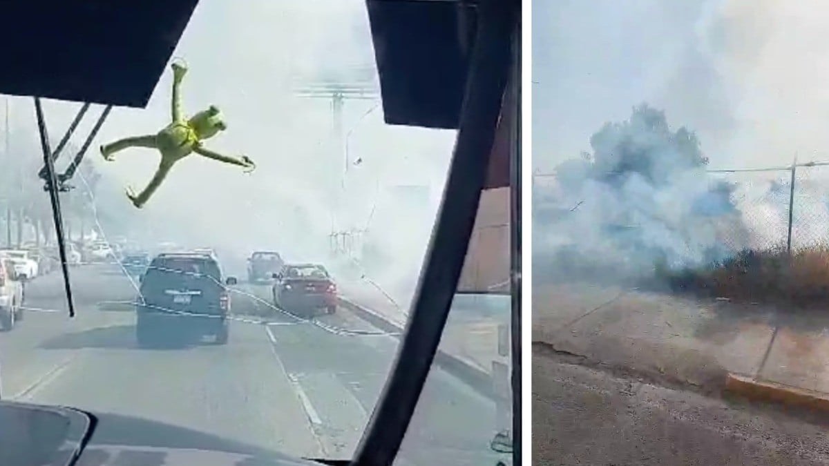 VIDEO ¡Casi no se ve nada! Nube de humo invade López Mateos por quema de baldío