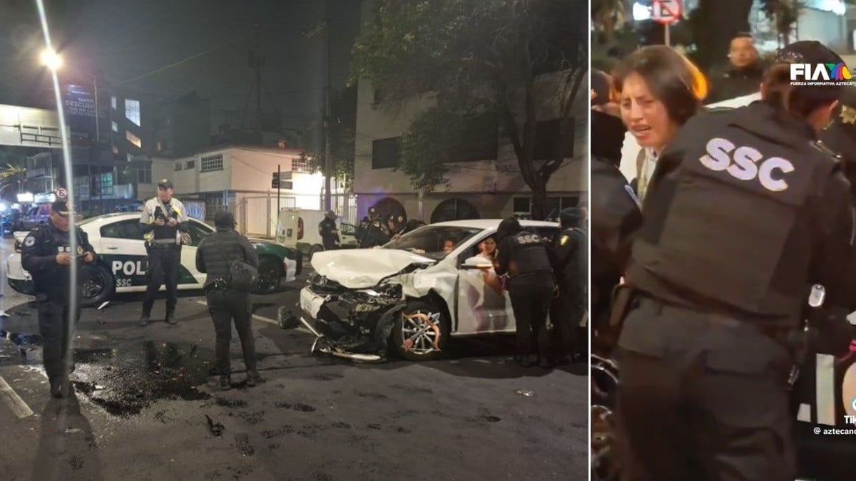 VIDEO Mujer choca contra patrulla al intentar evadir alcoholímetro y se opone al arresto